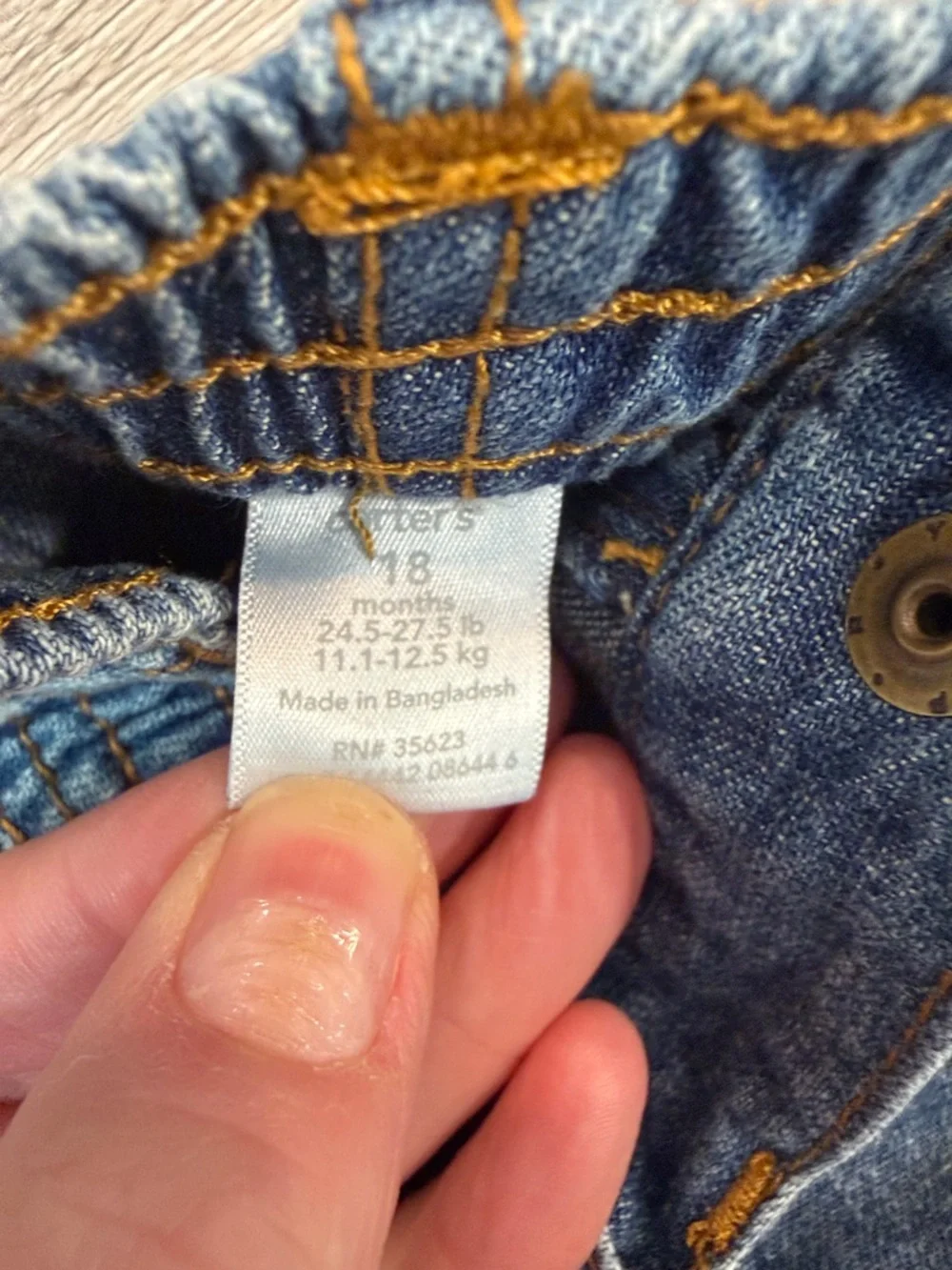 Carter's infant Denim Jeans with butterfly embroidered Stitch Accents Size 18 mo